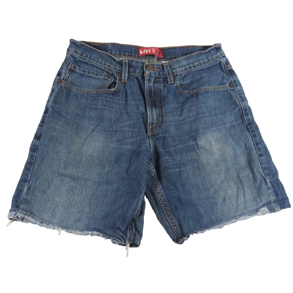 Levi 569 Loose Cut Off Denim Shorts Boys 14 Husky Blue Jean Workwear VTG 90s